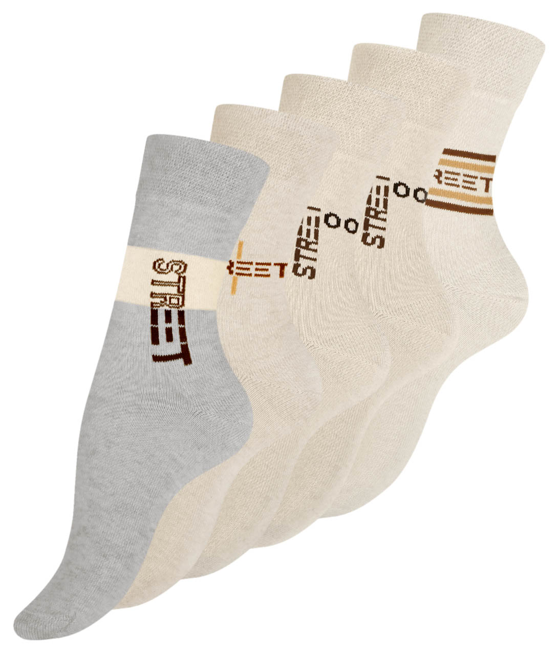 10 Paar Damen Baumwoll-Socken mit STREET Schriftzug