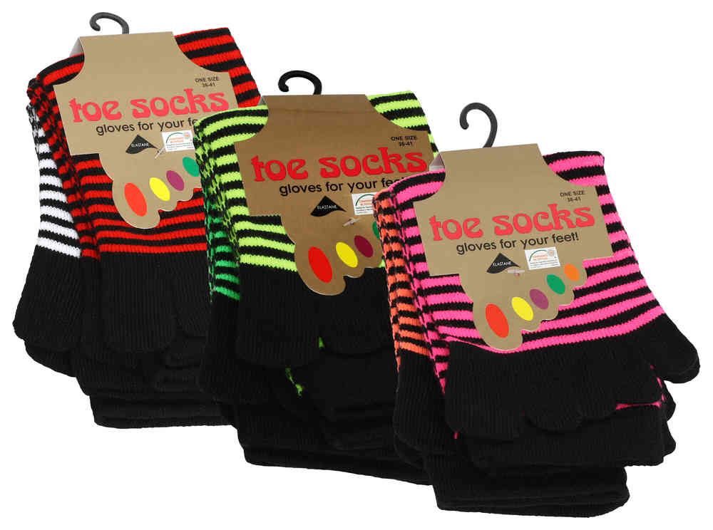 2 Paar Bunte Damen Ringel Zehensocken