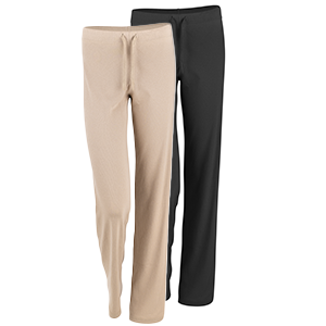 Weite, lange Hose aus Rippjersey in Beige oder Schwarz