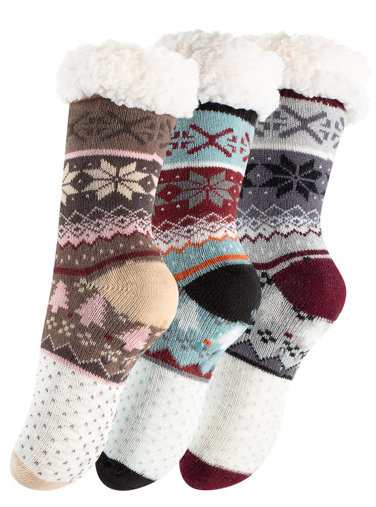 Hüttensocken im Norwegerdesign mit ABS-Sohle