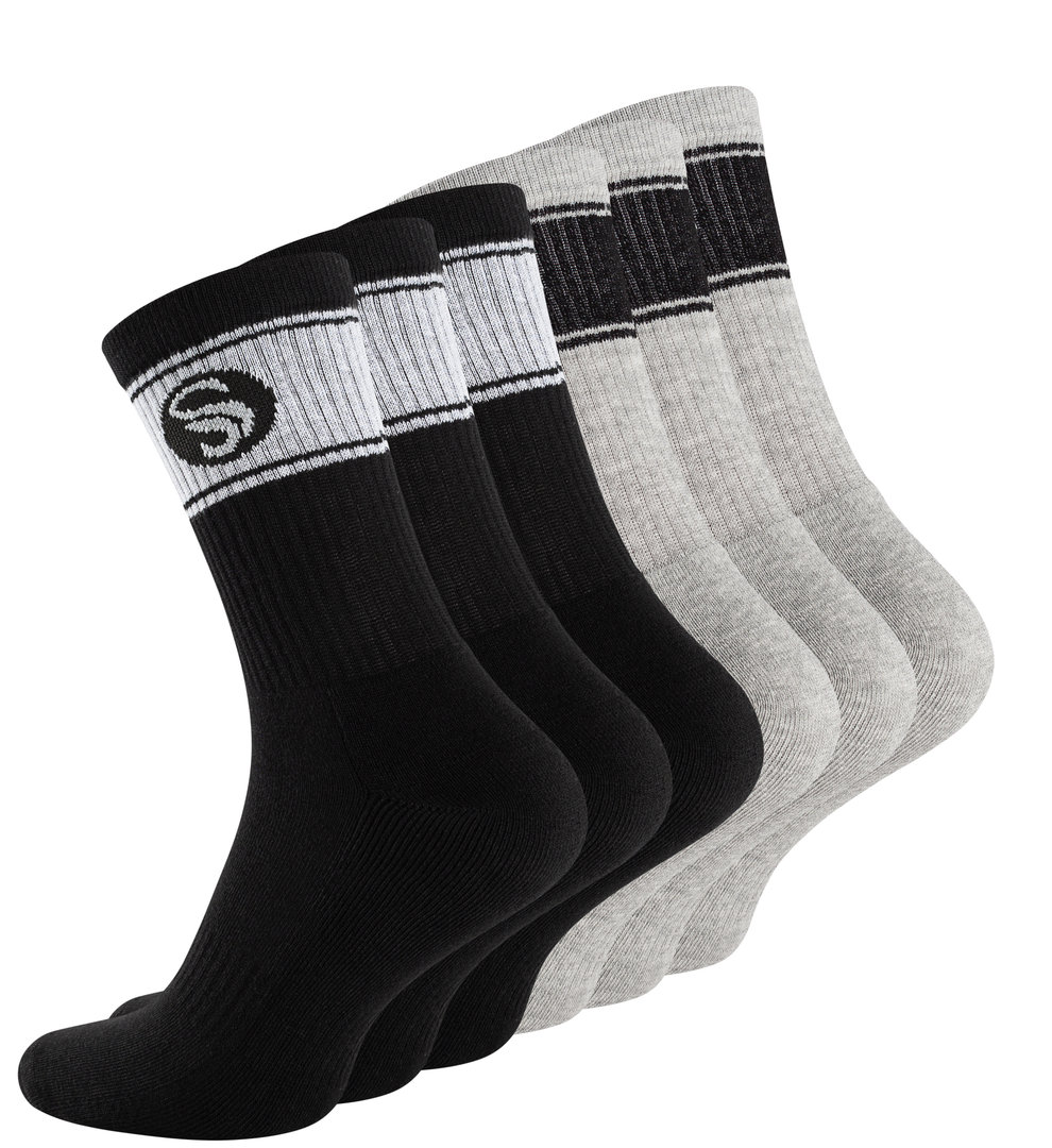 6 Pair of Men Sport Socks Retro look Half-Cushion Crew Socks