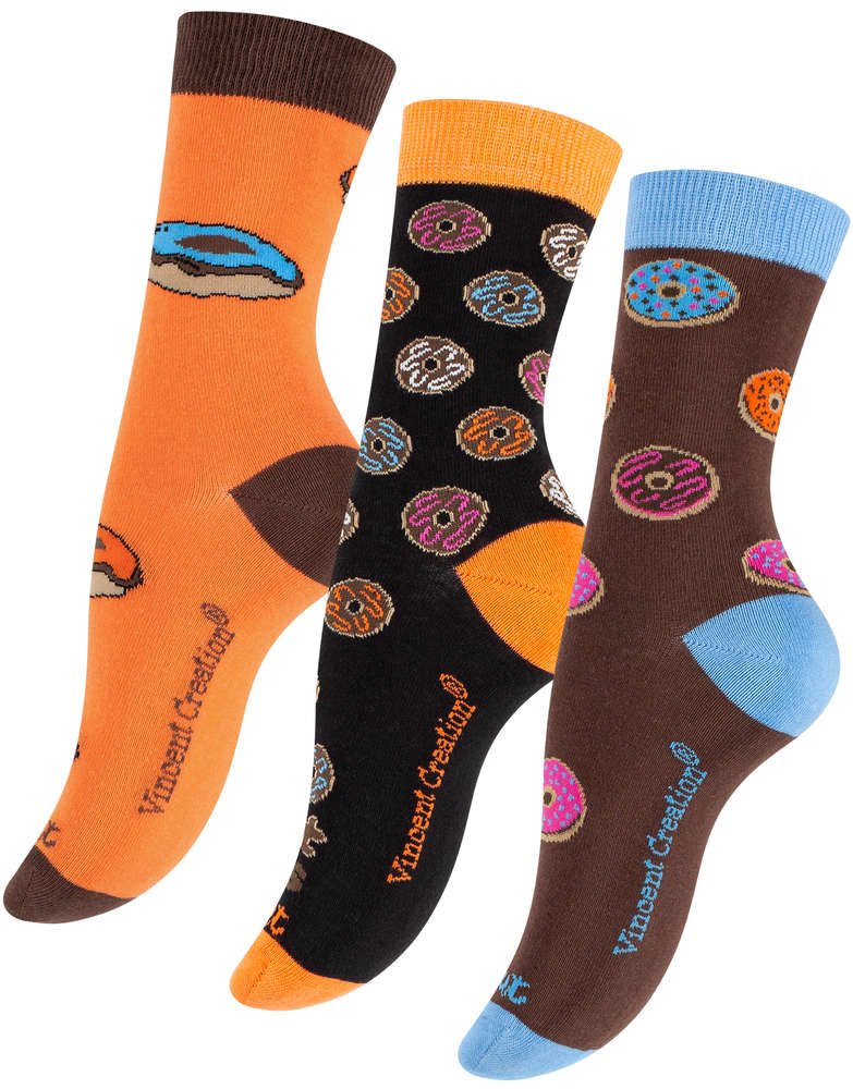 3 Paar Bunte DONUTS Socken - One Size
