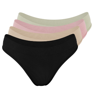String mit Ribbed-Textur in Schwarz, Beige, Grün oder Rosa