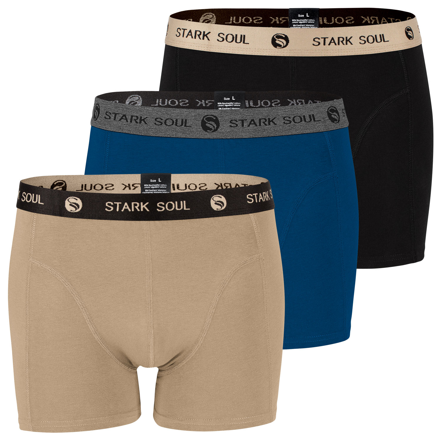 3 pack STARK SOUL® Men's Retro Boxer Shorts