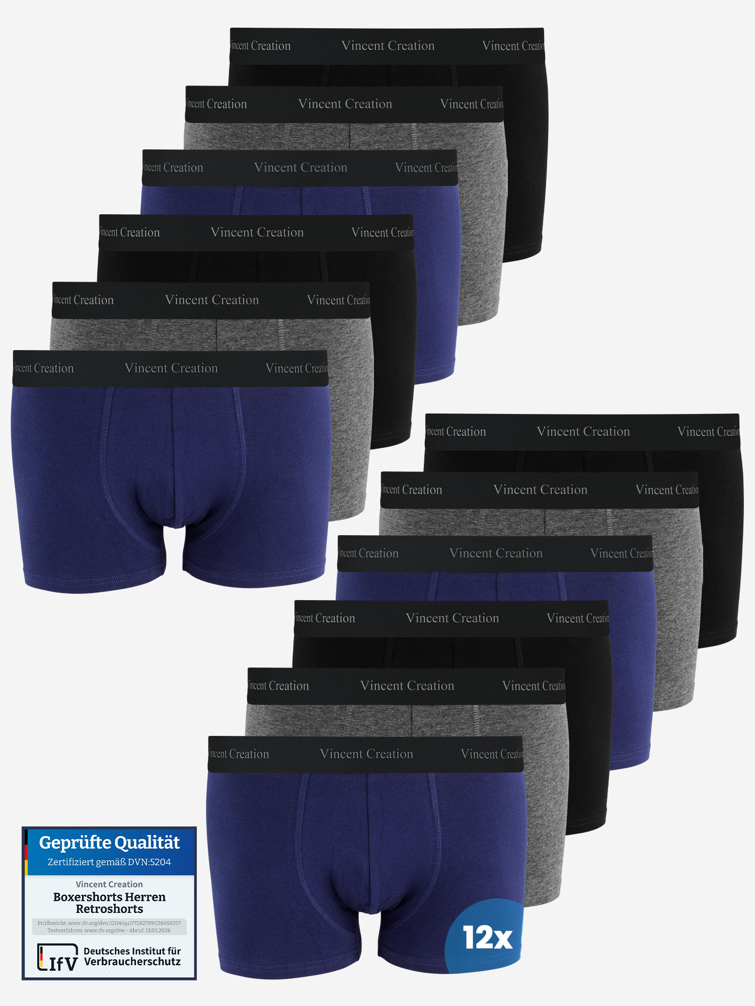 12 Stück Boxershorts-Hipster, Baumwolle