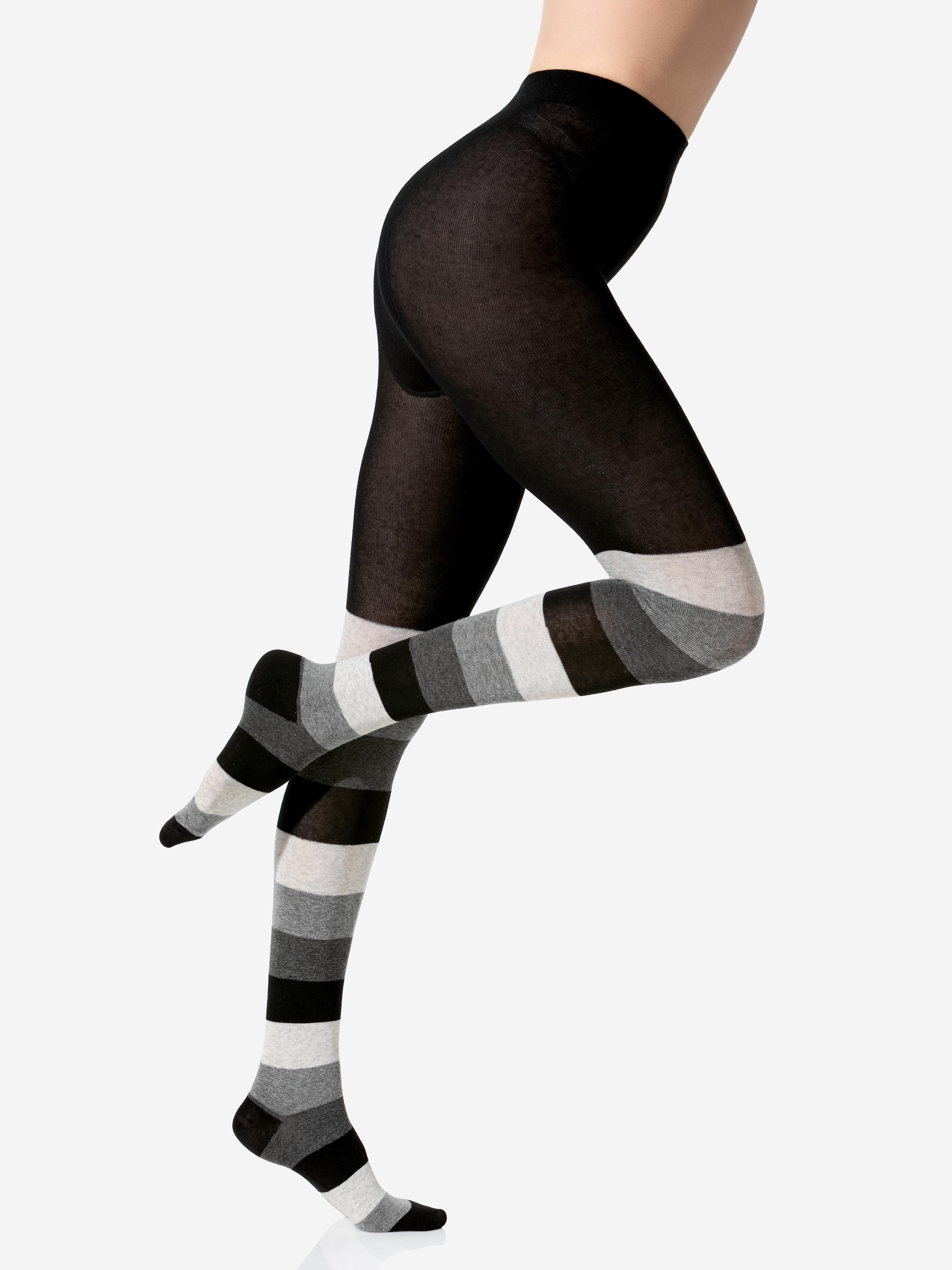 Fashionable and warm Women's Soft Cotton Tights with Stripes