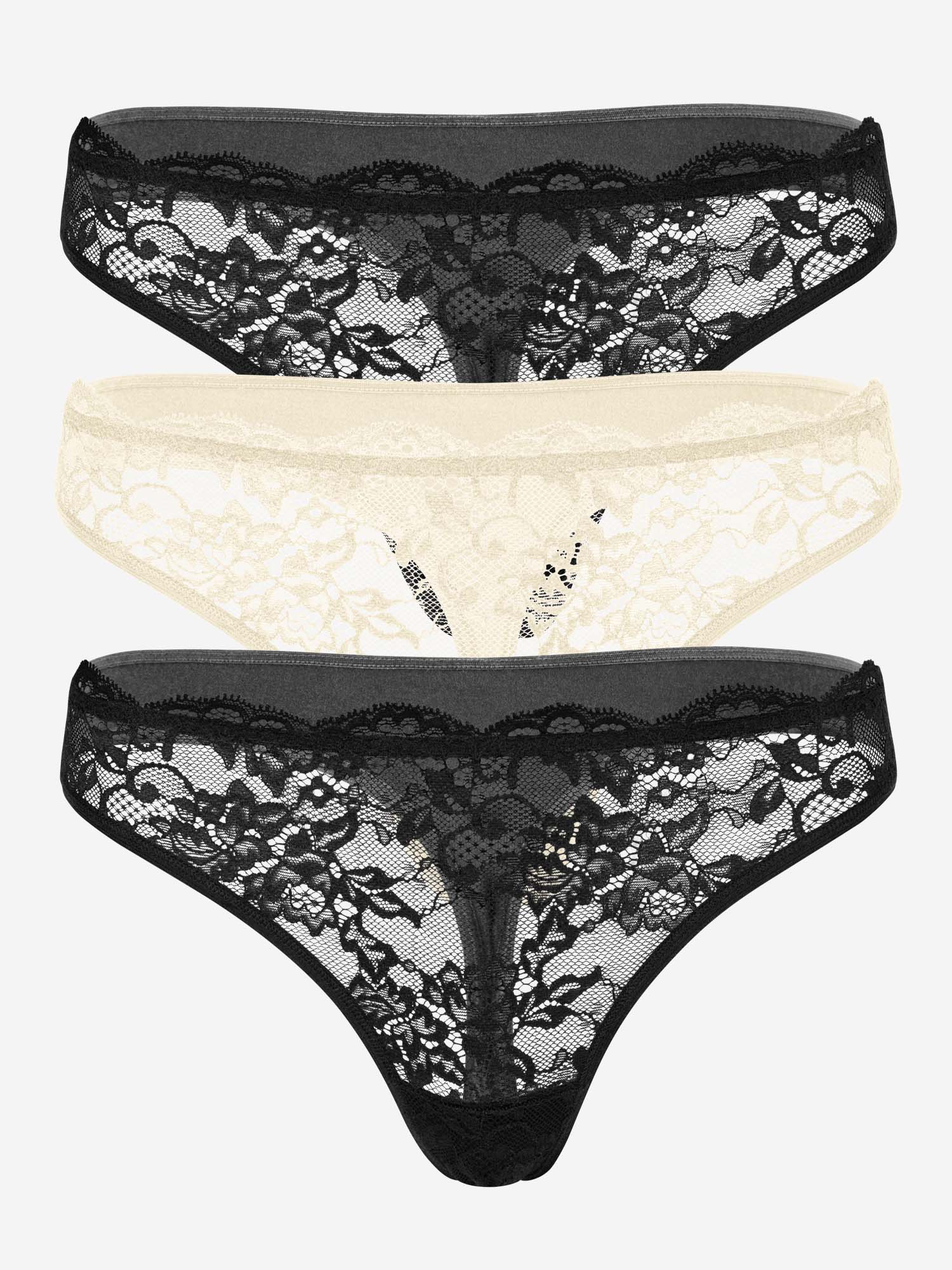 3er Set "Bamboo" Lace String