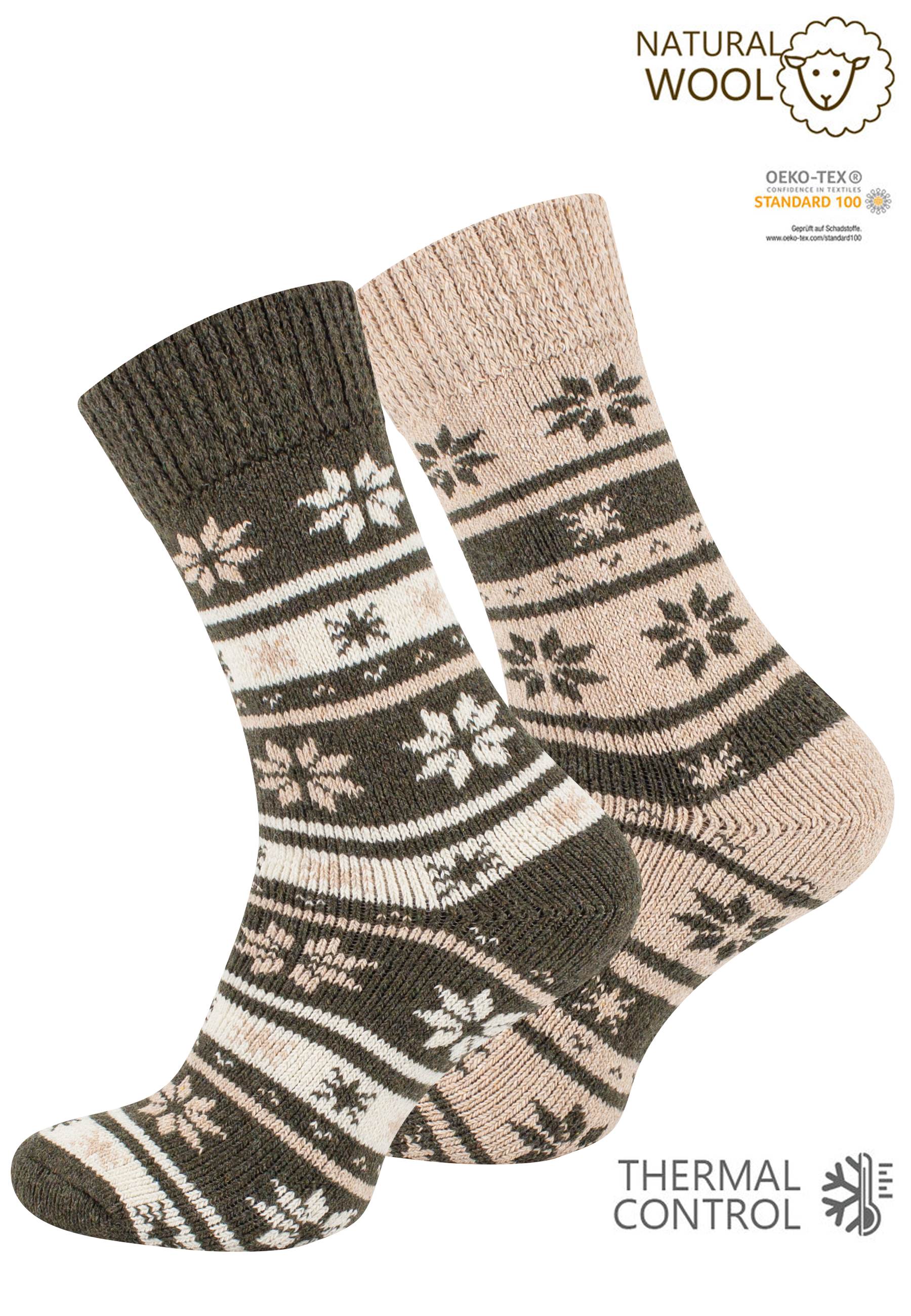 2 Paar Thermo Wollsocken, Unisex