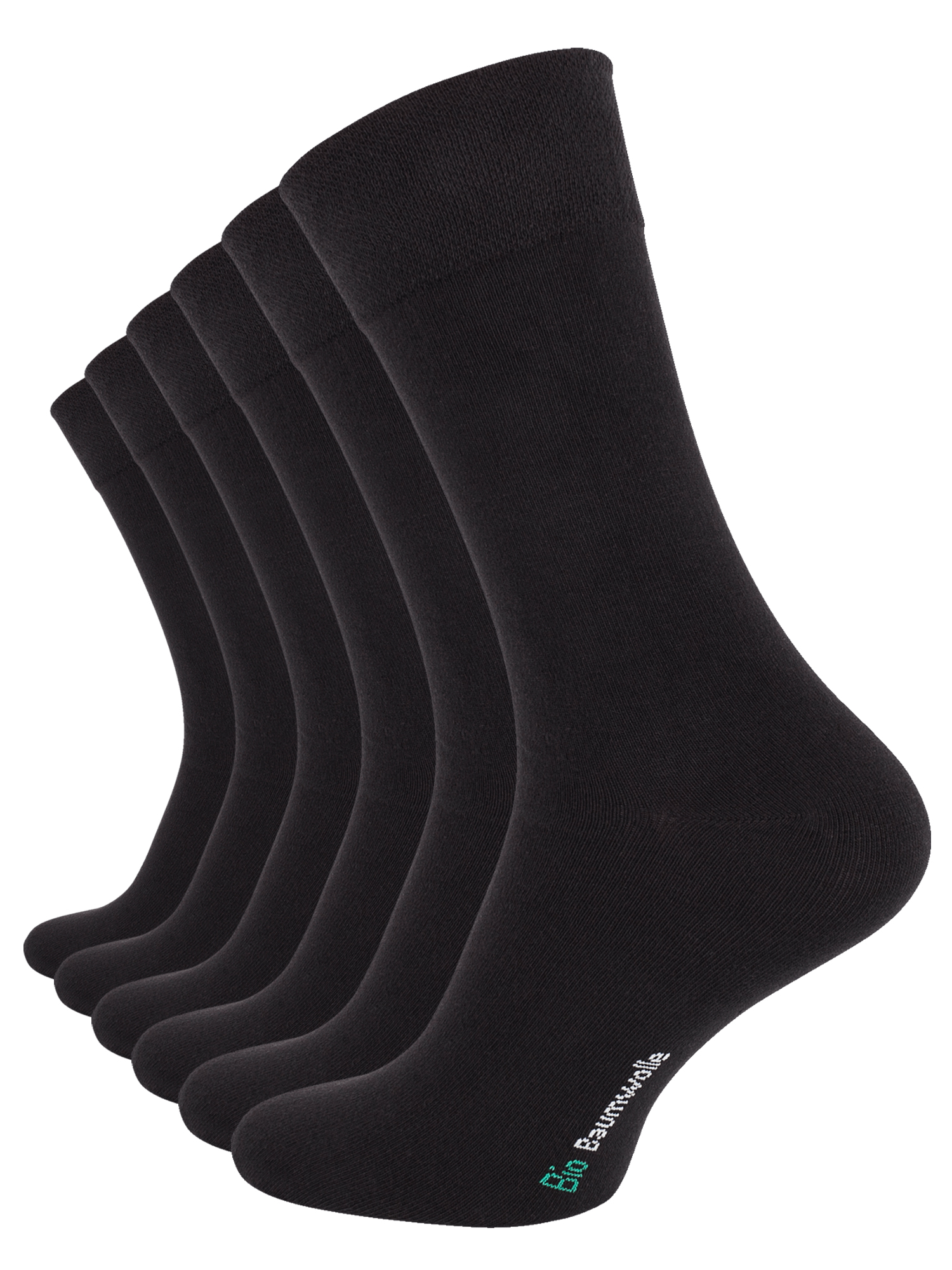 6 Paar Schwarze Herren Business-Socken aus Bio-Baumwolle