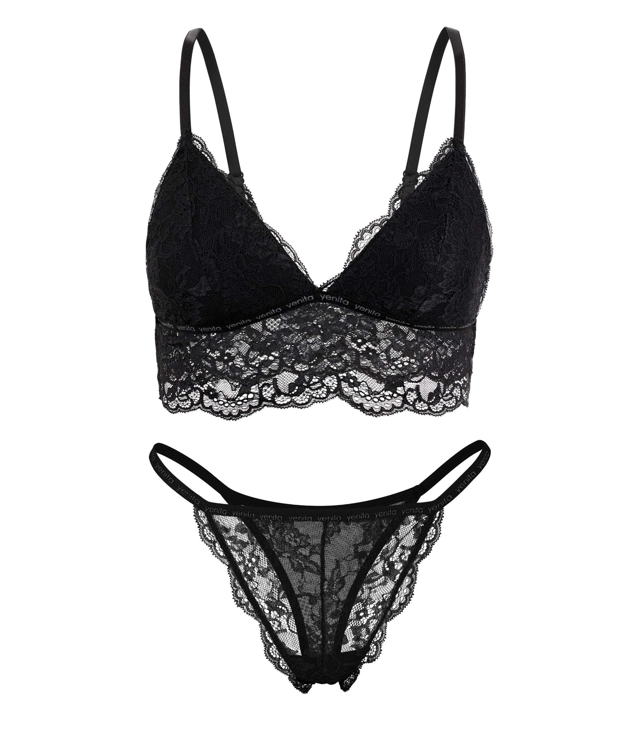 String und BH mit Spitze - Lacy Thong & Bralette