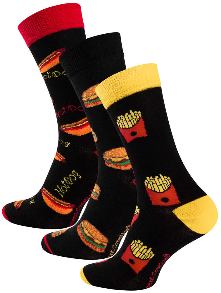 3 Paar Bunte Socken -FAST FOOD- - One Size