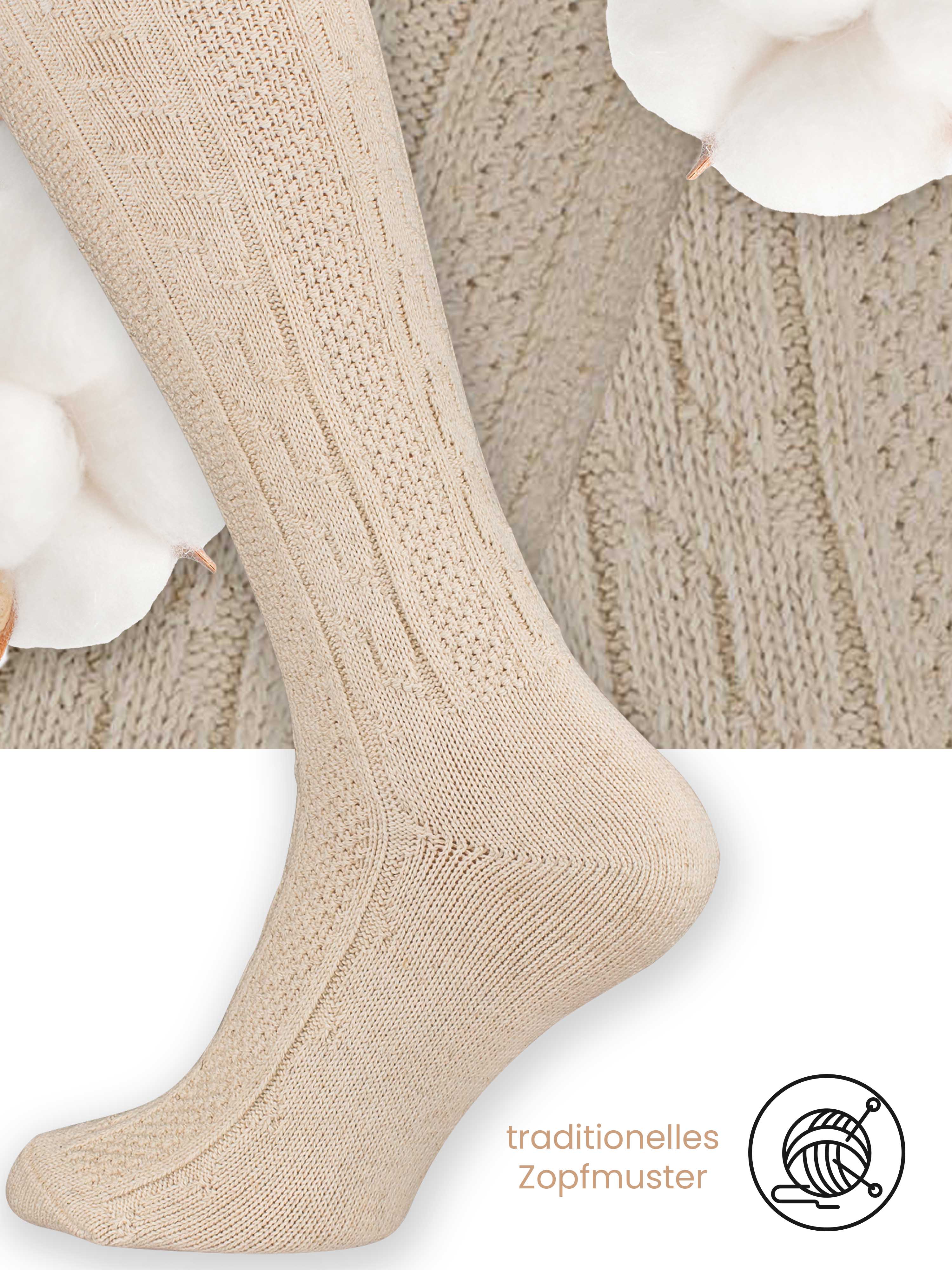 grabs socks, nature color, cloth-cottonmix with cable stitch