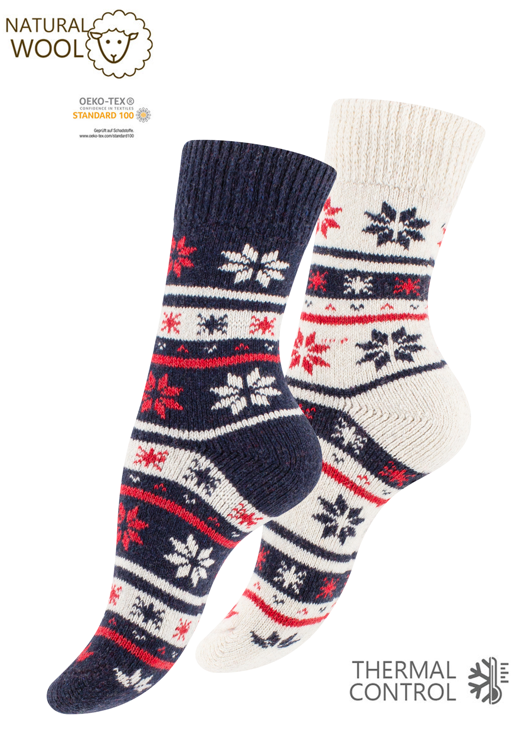 2 Paar Thermo Wollsocken, Unisex