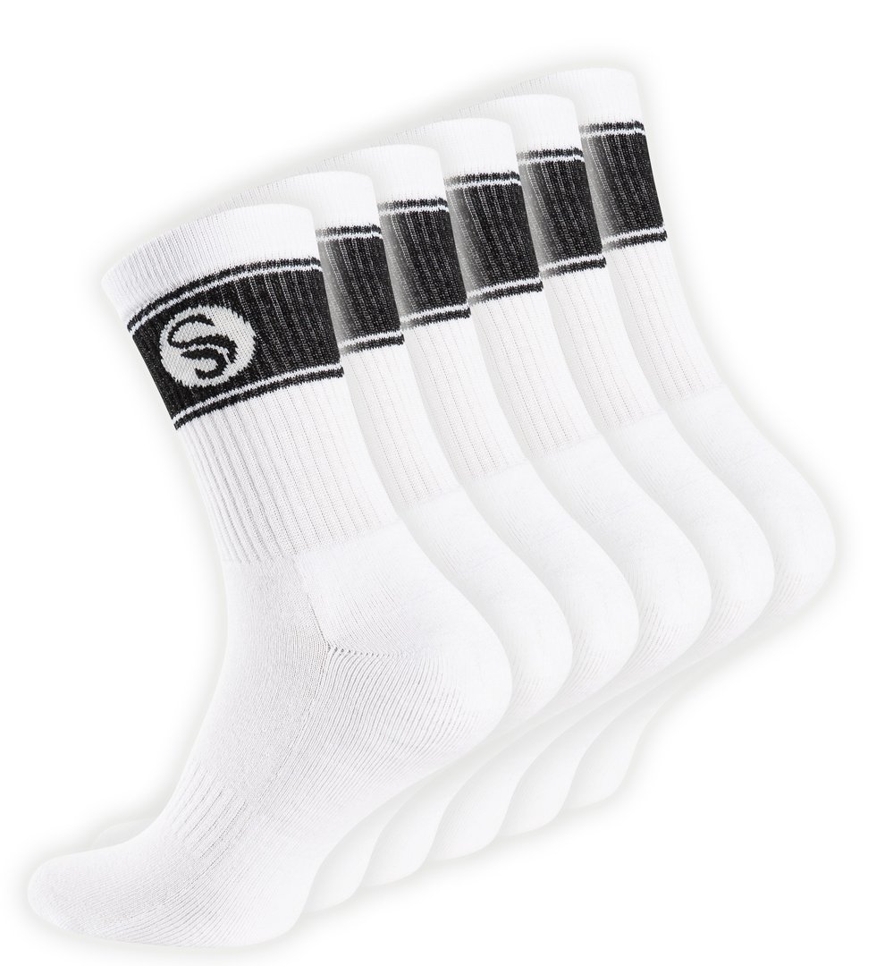 6 Pair of Men Sport Socks Retro look Half-Cushion Crew Socks
