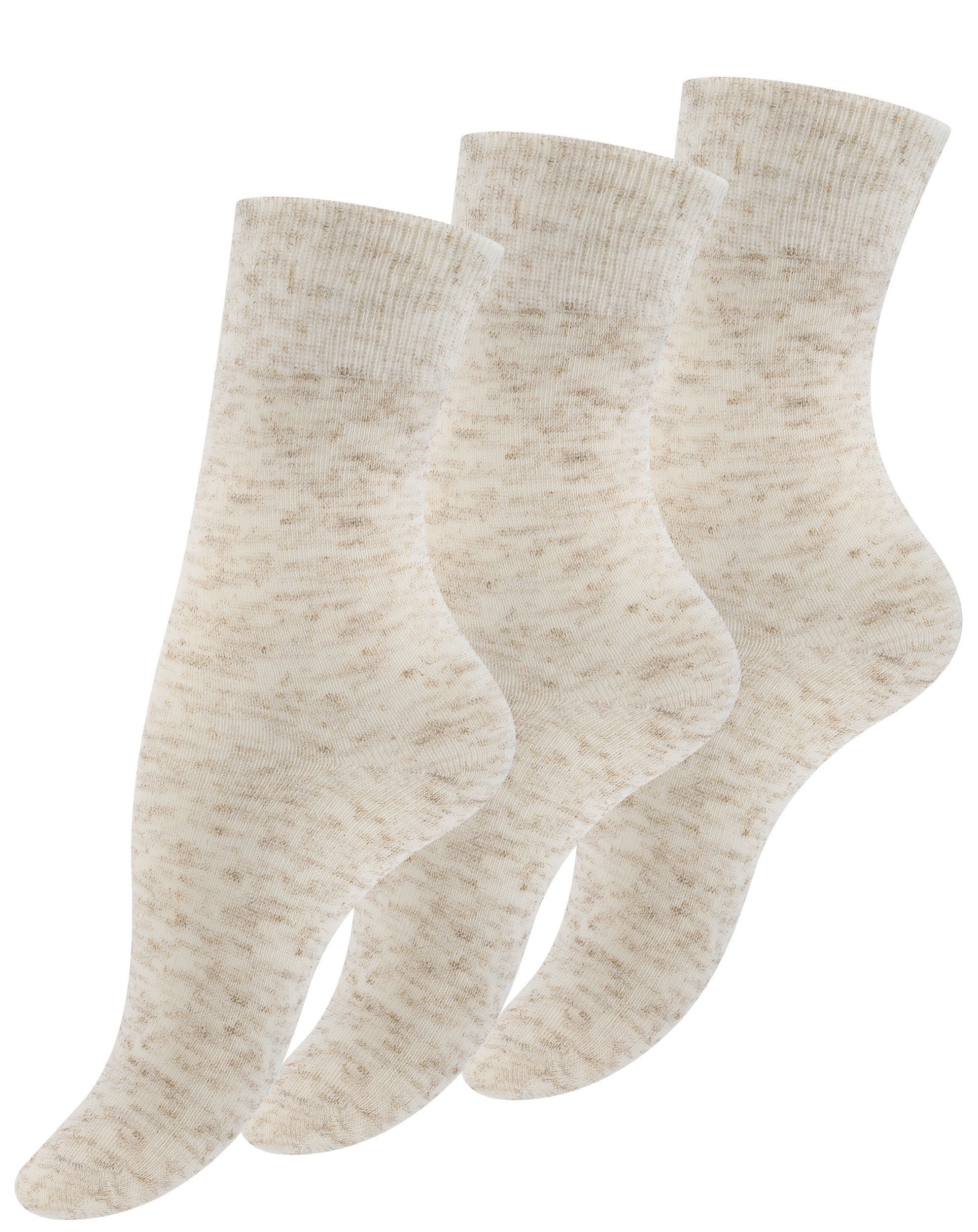 6 Paar Damen Leinen Socken - Natur