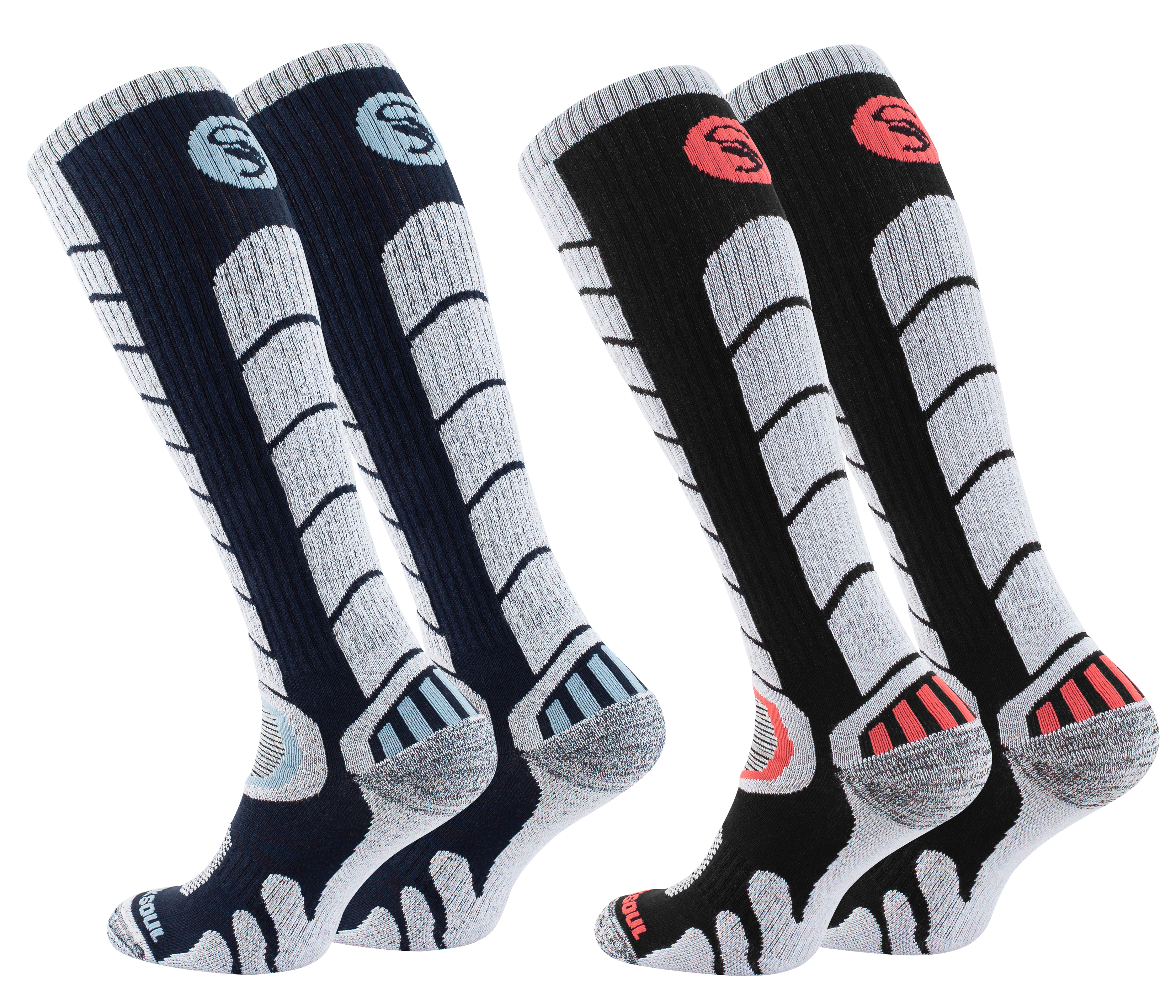 2 Paar Ski & Snowboard Socken mit Spezialpolsterung