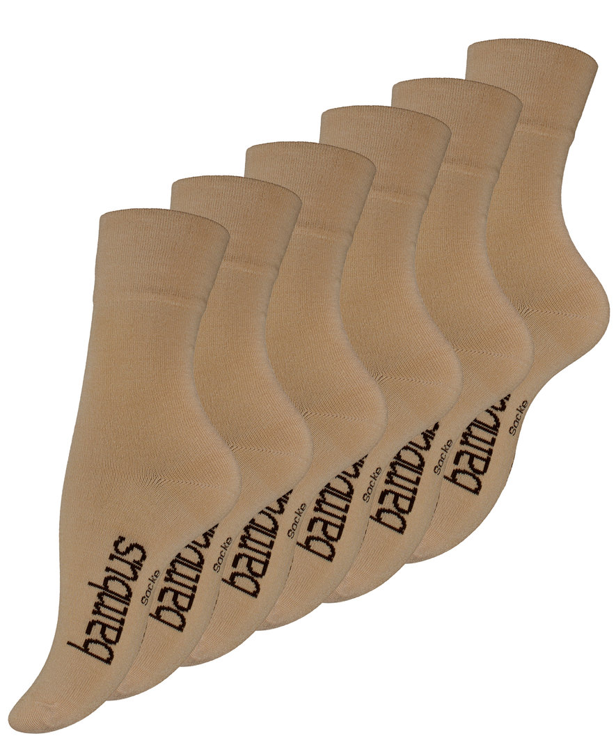 6 Pairs of  Ladies Bamboo Socks with hand-linked toes
