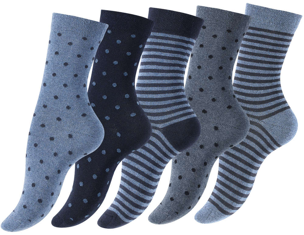10 Paar Damensocken - Dot´s and Stripes -