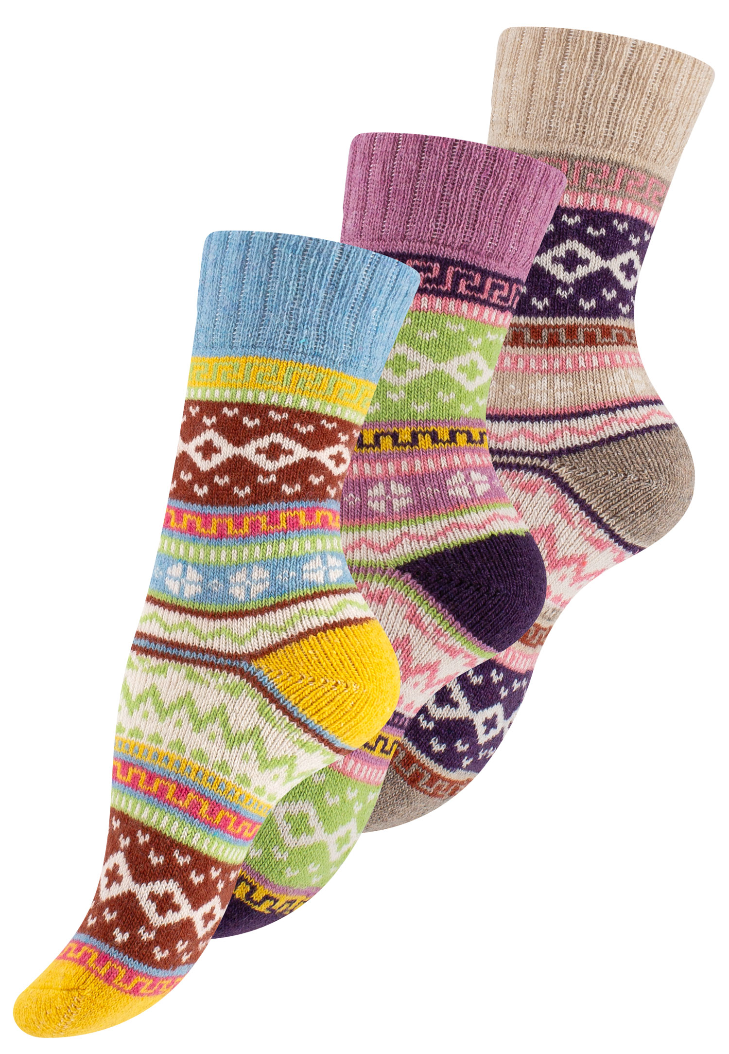3 Paar Bunte HYGGE Damen Stricksocken
