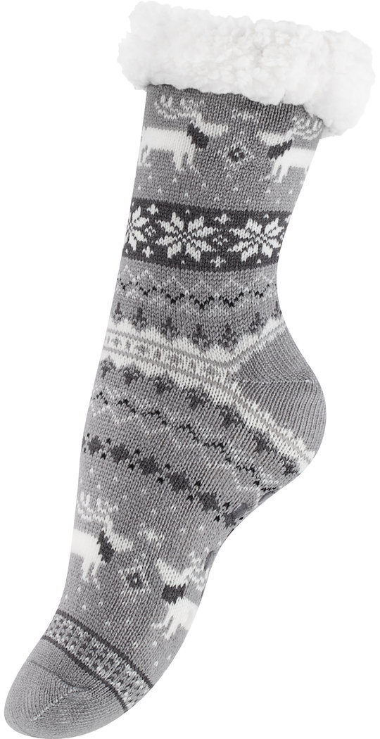 Women Warm Thick Fair Isle Knit Slipper Sock