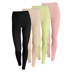 Hochgeschnittene, knöchellange Leggings mit ribbed-Textur in Schwarz, Beige, Grün oder Rosa