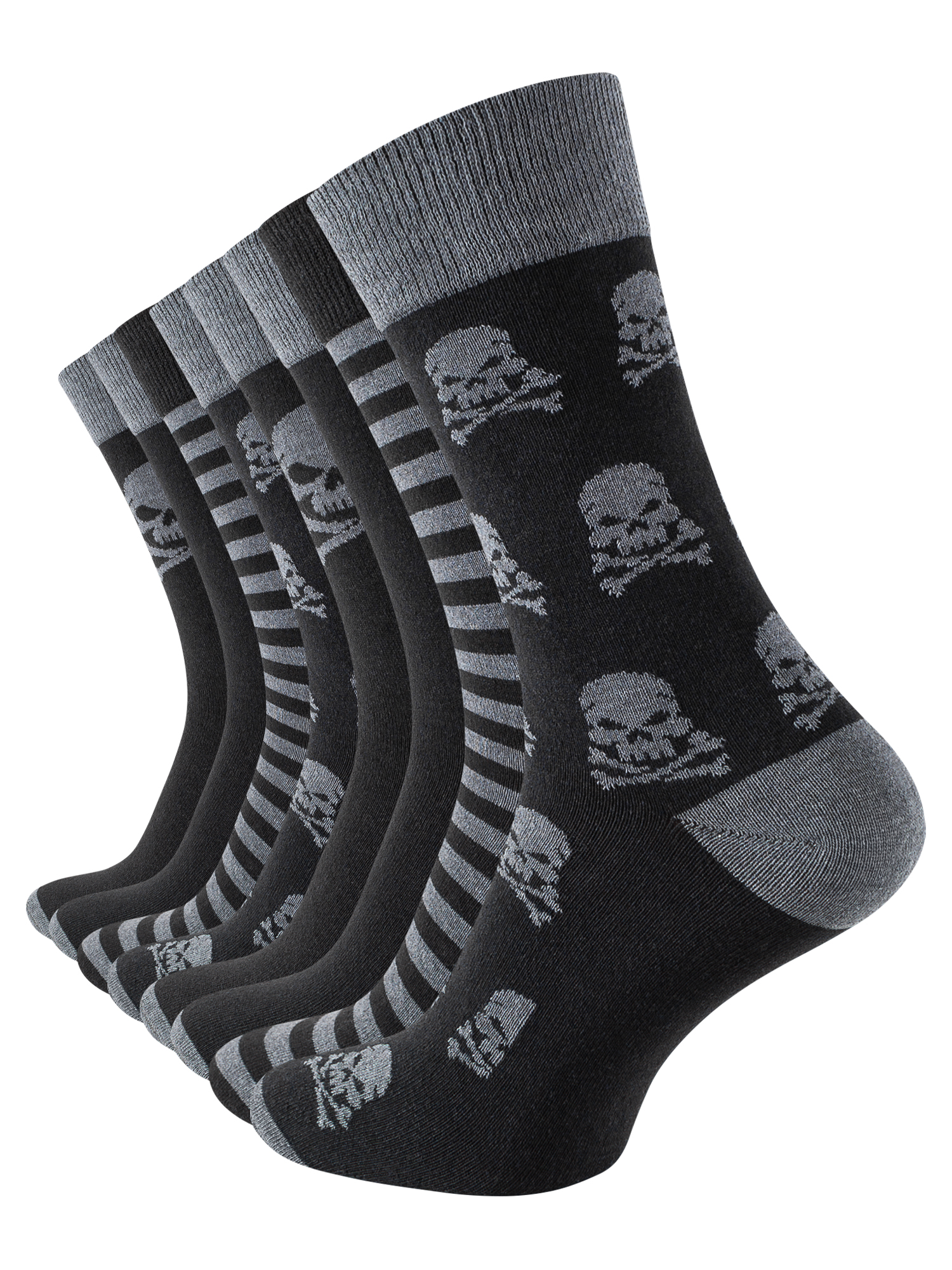 8 Paar Baumwoll Socken mit Totenkopf-Design