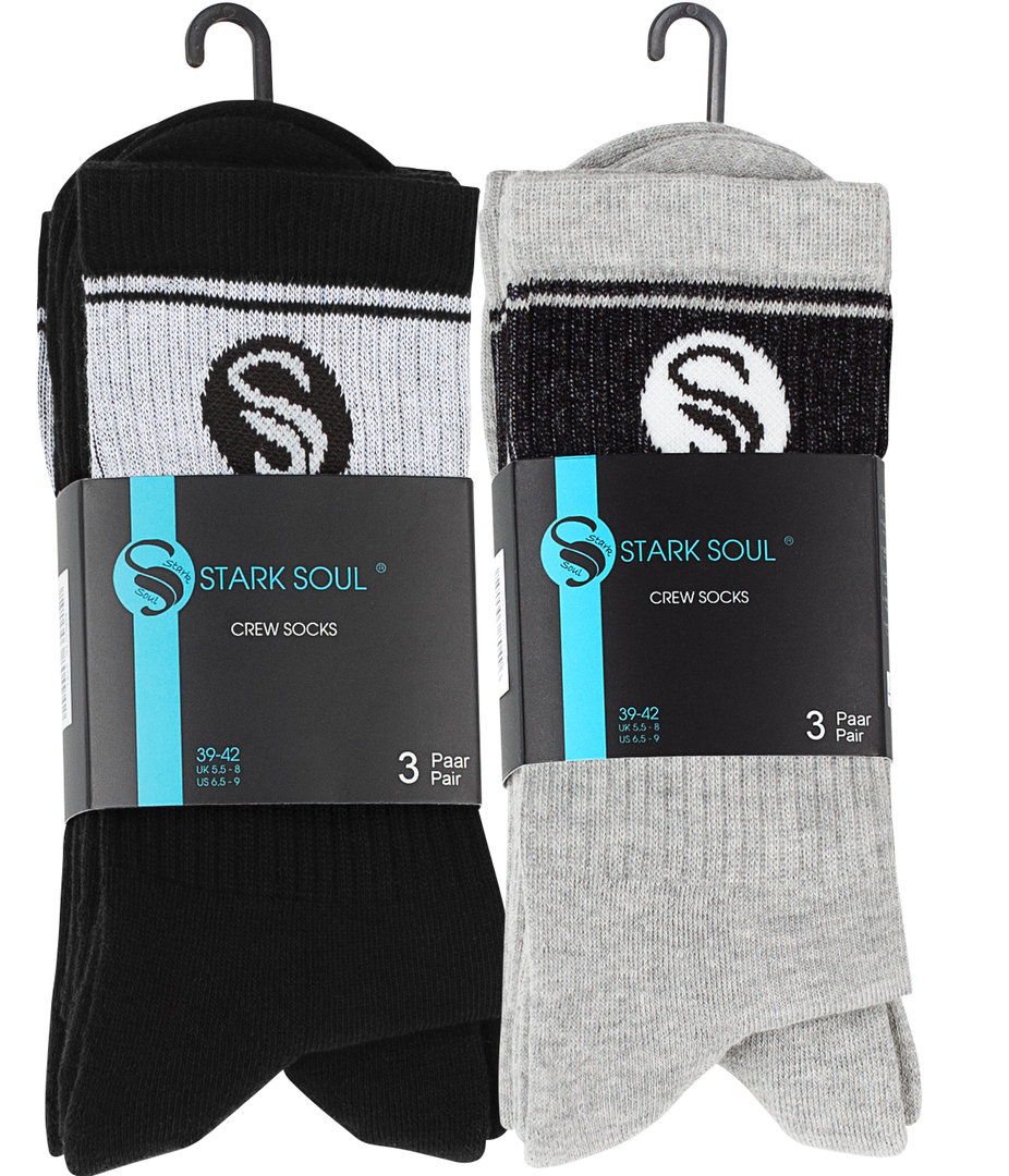 6 Pair of Men Sport Socks Retro look Half-Cushion Crew Socks