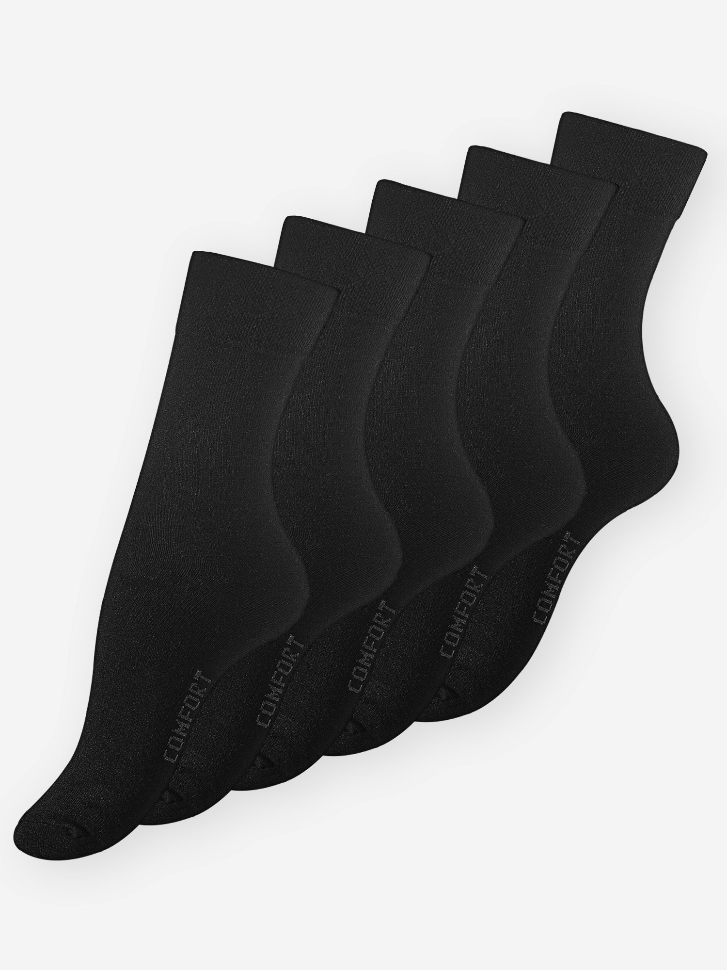 10 Pair Ladies Socks, black plain, loose top