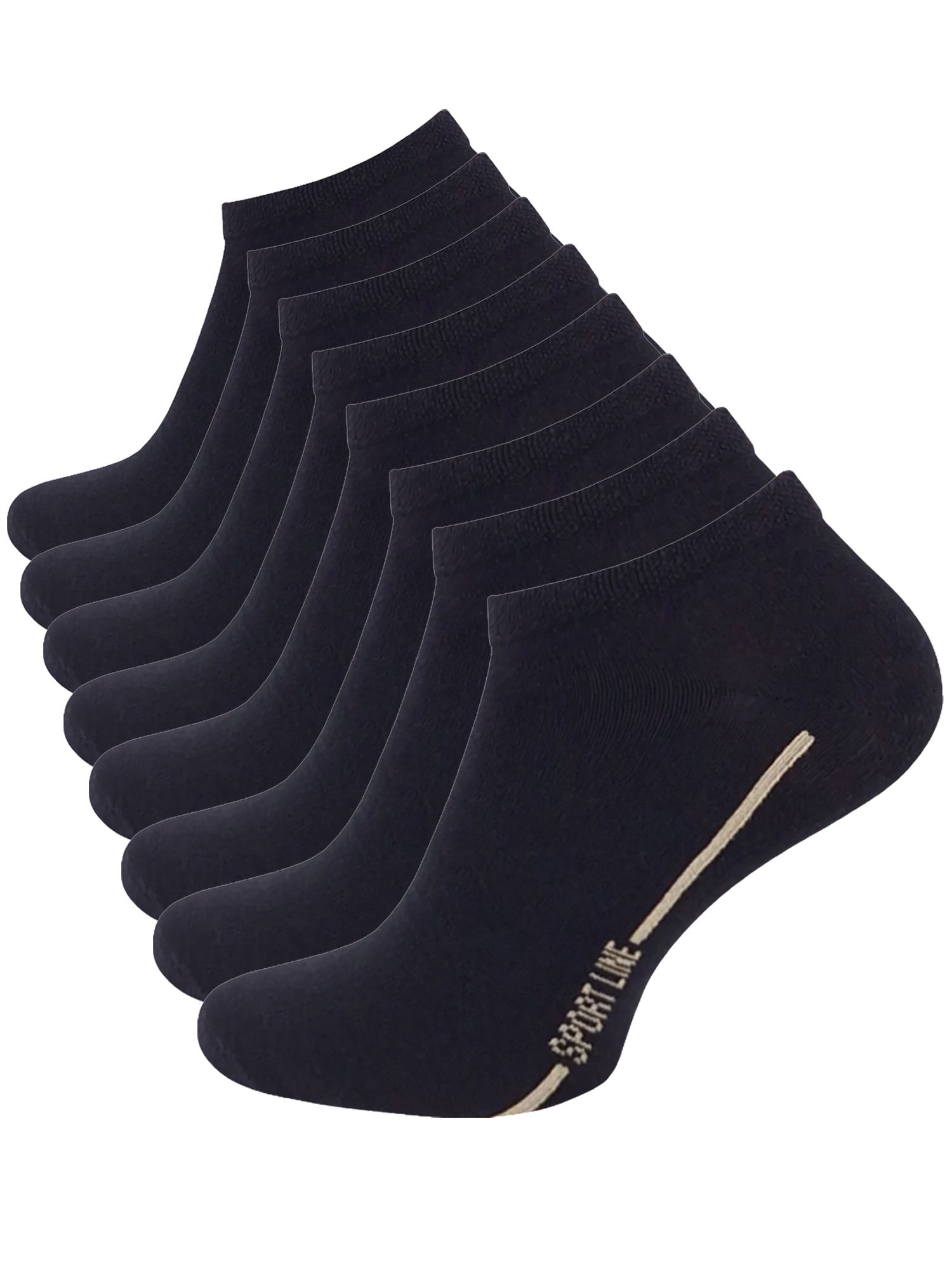 8 Paar "Sport Line" Sneaker Socken, Schwarz