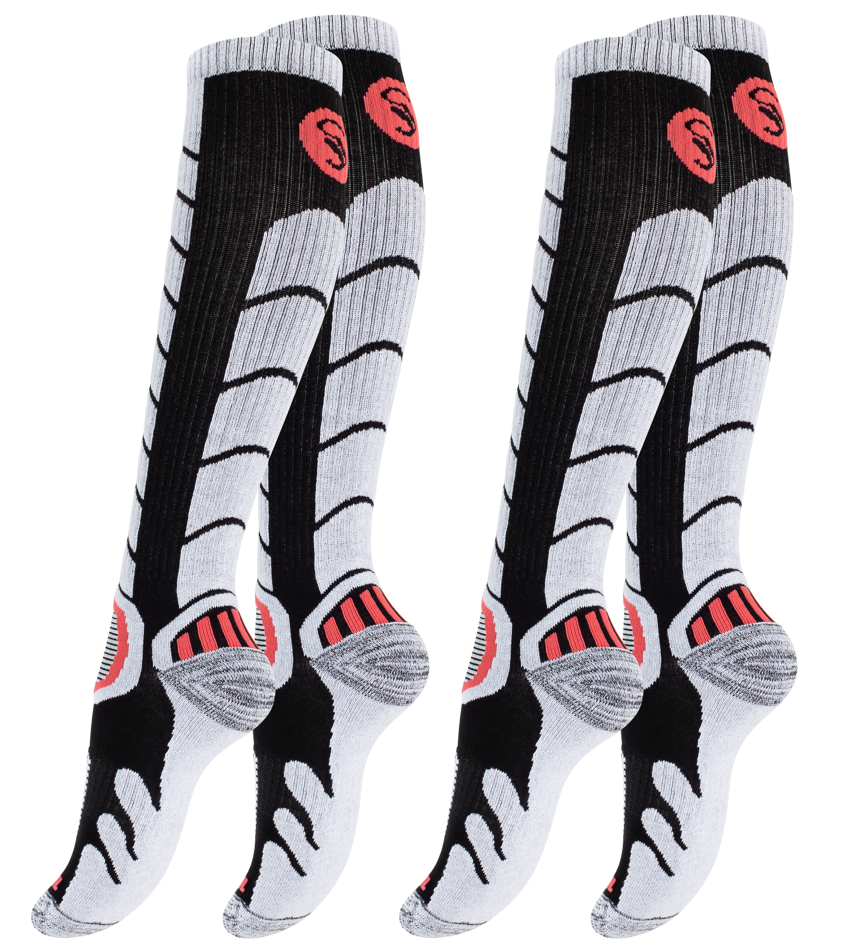 2 Paar Ski & Snowboard Socken mit Spezialpolsterung