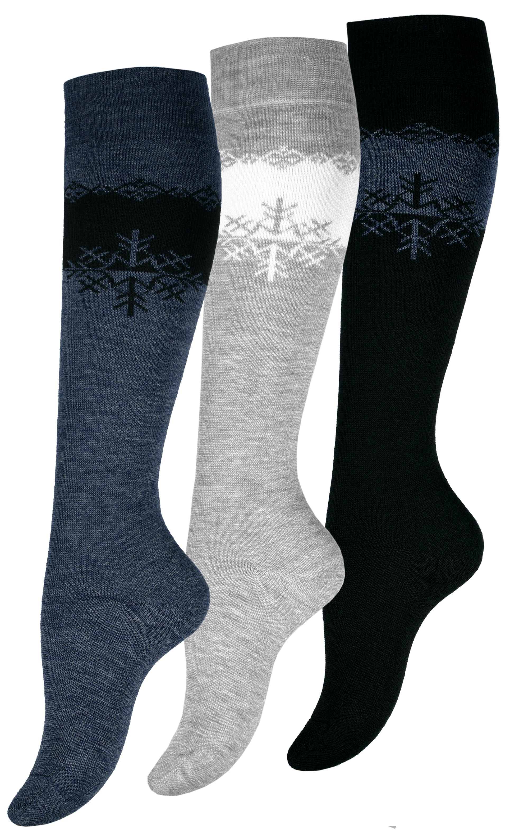 3 Paar THERMO-Woll Kniestrümpfe