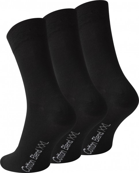 3 Pairs Mens Black Socks OVERSIZE (size 12-15) Cotton Rich