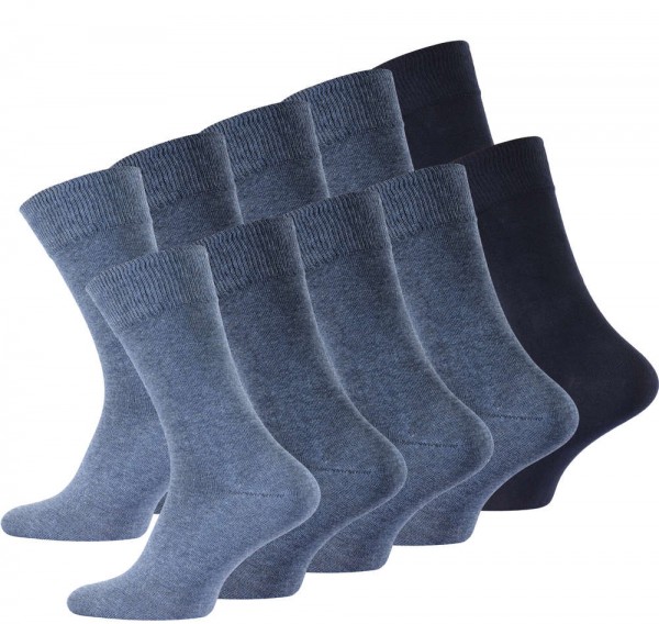 10 Paar Herren Business Socken, Blau-Töne, Uni
