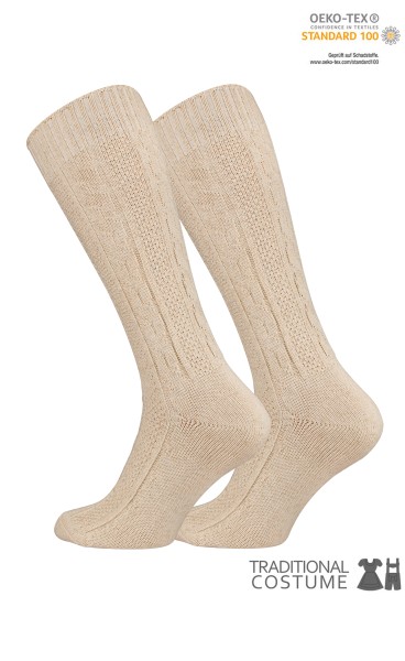 grabs socks, nature color, cloth-cottonmix with cable stitch