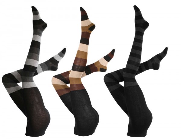 Fashionable and warm Women's Soft Cotton Tights with Stripes