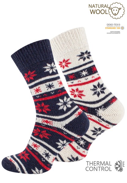2 pairs of thermal wool socks, unisex