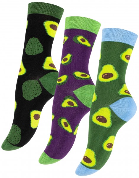 3 Pairs of Avocado Socks, One Size (3,5-6,5)