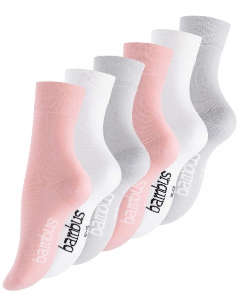 6 Pairs of Ladies Bamboo Socks with hand-linked toes