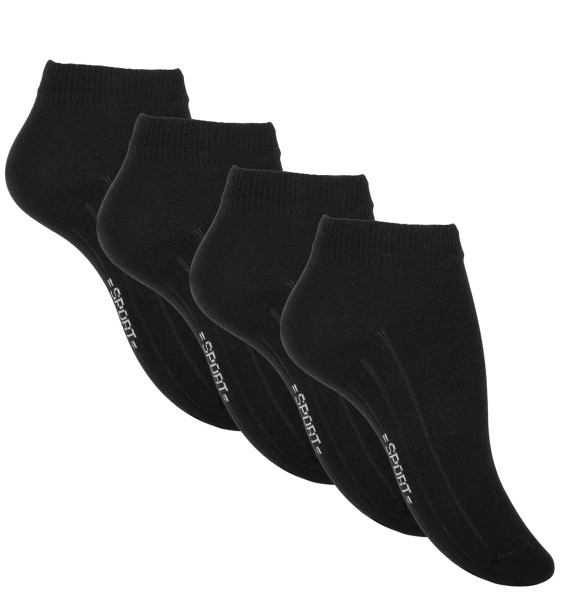 8 Paar Damen Sneaker Socken, schwarz, mit Rippsohle