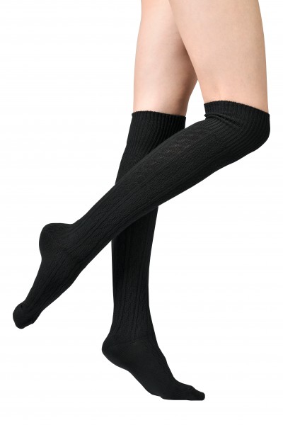 Stiefel Kniestrümpfe mit Umschlag, Zopfmuster, Grobstrick