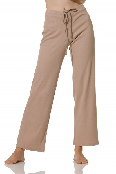 Wide leg rib jersey trousers