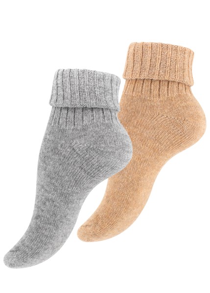 2 Paar Alpaka Socken mit Umschlag