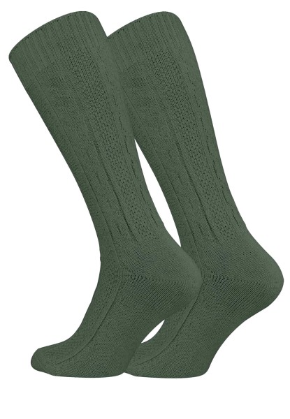 2 Pairs of Trachten knee-length socks in beige, green or grey