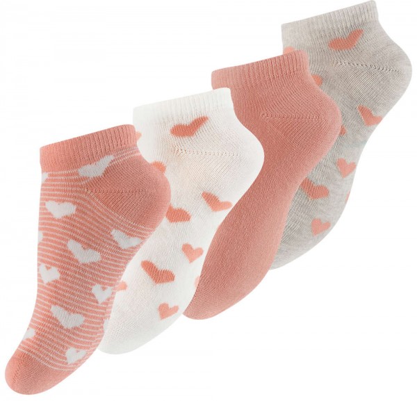 8 Pairs of Girl`s Ankle Socks in color design with hearts
