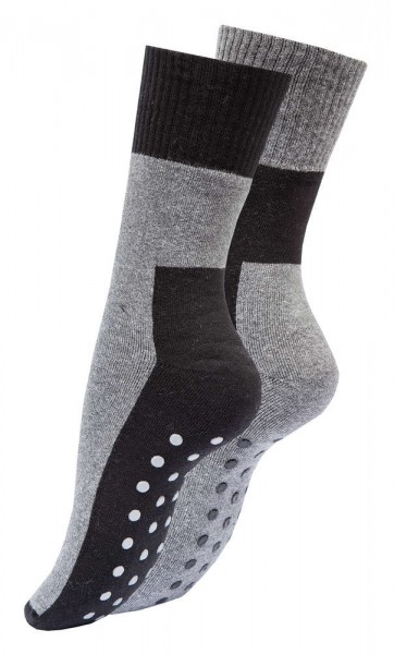 4 Paar ABS Socken Vollplüsch, Bi-Color Schwarz/Grau