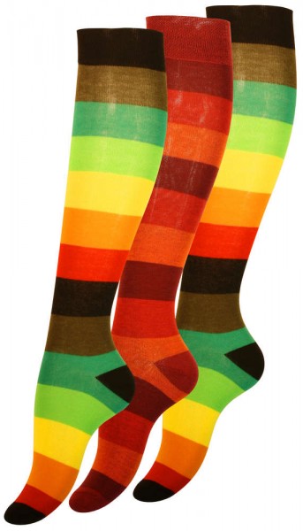 3 Pairs women's / ladies knee high socks multicolor