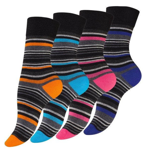 8 pairs of ladies socks with colourful stripes