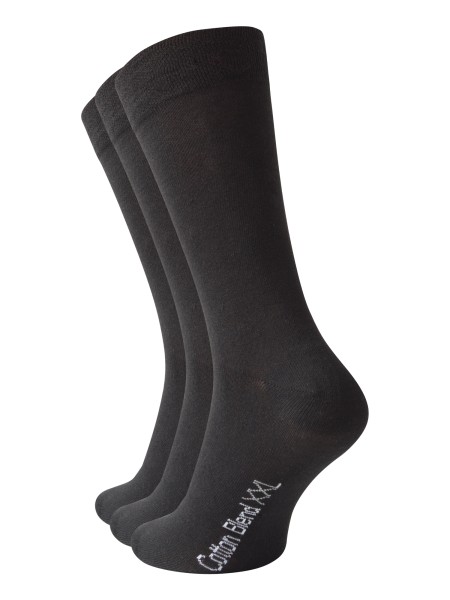 3 Pairs Mens Black Socks OVERSIZE (size 12-15) Cotton Rich