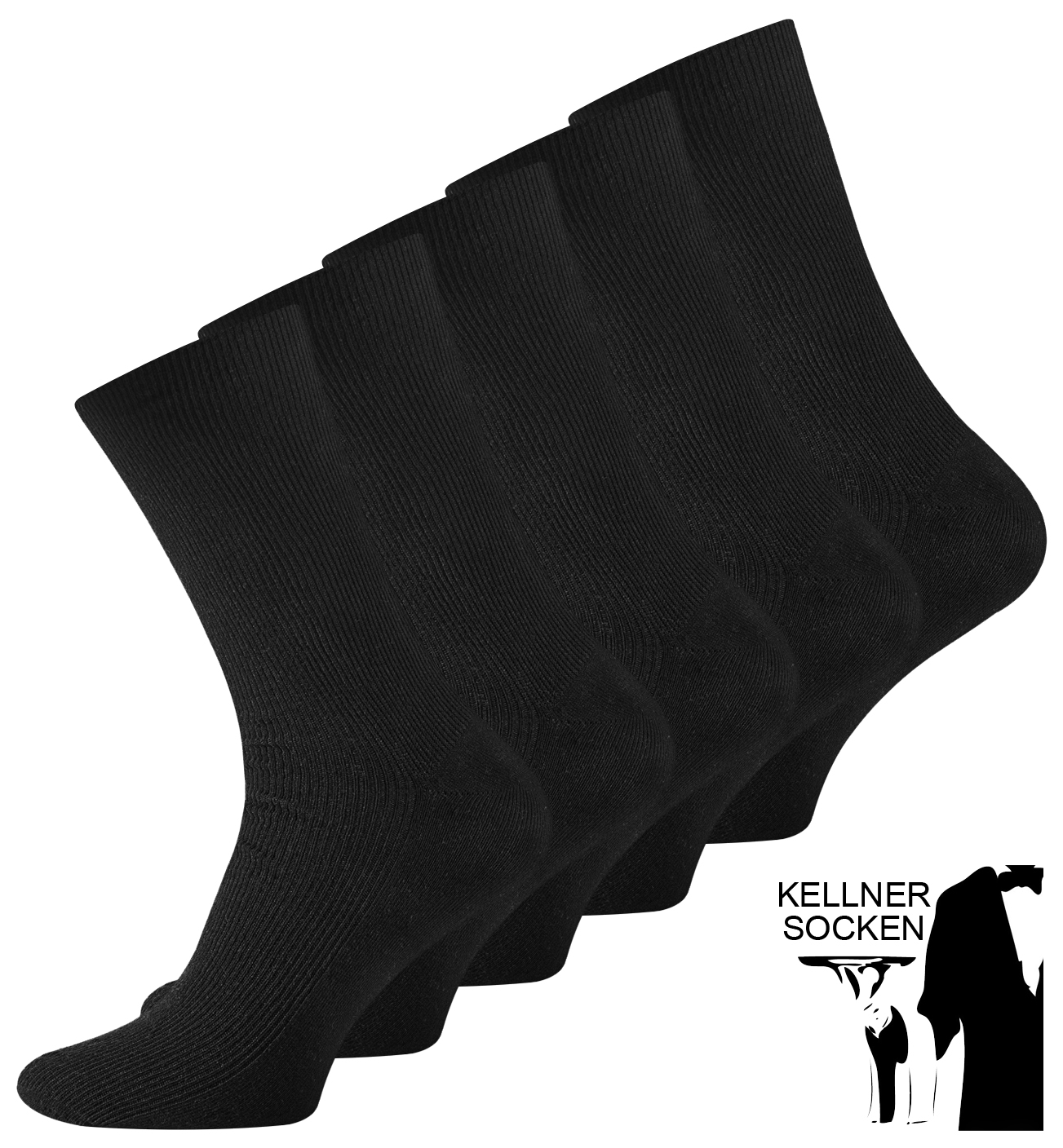 15 Paar Herren Kellner Socken schwarz 100% Baumwolle ohne Naht  TOP 