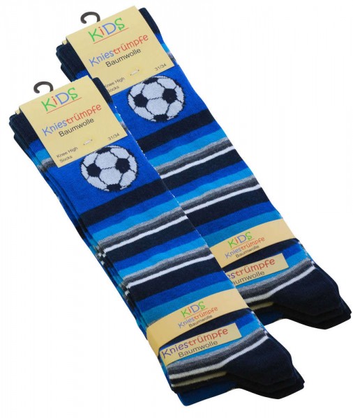 6 Pairs of Children's Knee-High Socks Football patterned